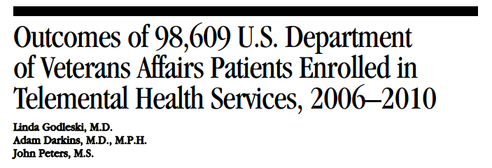 Outcomes of 98,609 U.S. Department  of Veterans Affairs Patients Enrolled in  Telemental Health Services, 2006–2010
