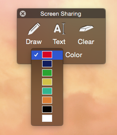 Drawing tools color palette on a Mac