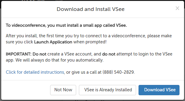 Download and Install VSee message