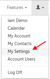 Profile menu; "My Settings" is the 5th option