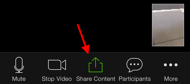 Share Content button in middle