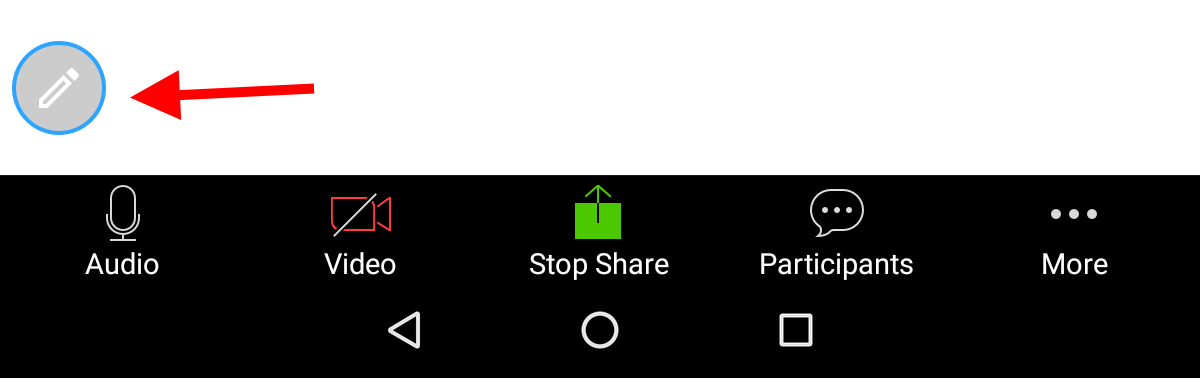 Pencil icon on Android tablet share