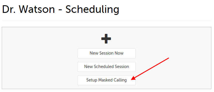 Arrow pointing at Setup Masked Calling button