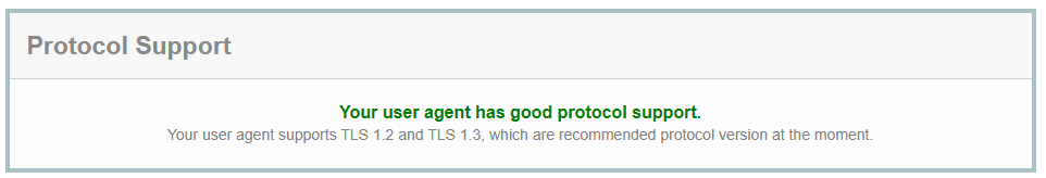 Protocol Support: Your user agent has good protocol support